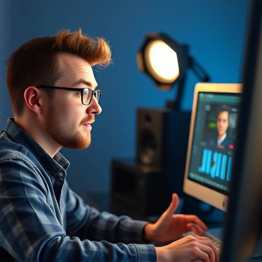 Ben Williams, Head of Animation at Stellaris Studios, creating animated explainer videos on his computer.