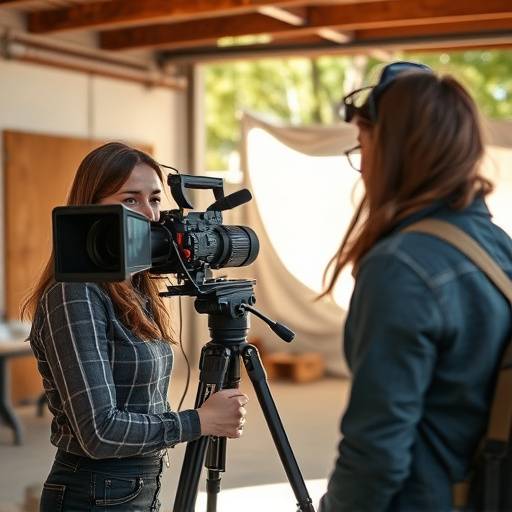 Sarah Johnson, Production Manager at Stellaris Studios, overseeing a video shoot on location.